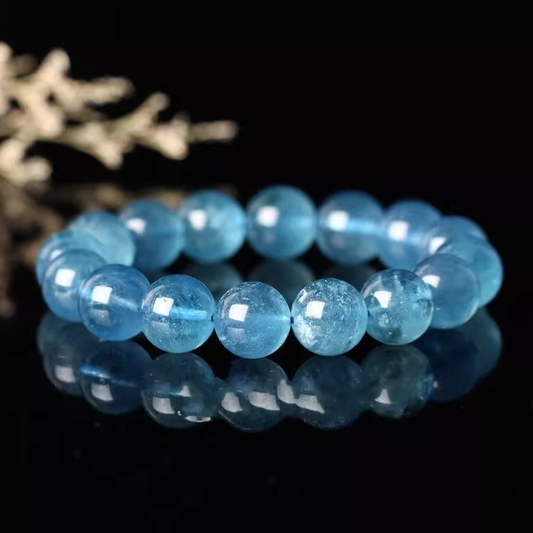 Natural Blue Crystal Bracelet – Ocean Heart Energy Beads for Balance, Health & Fortune