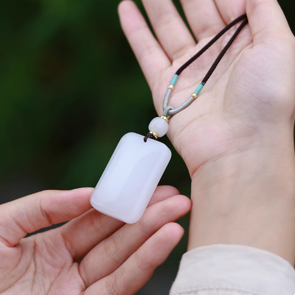 Golden Silk Jade Peace Amulet Pendant