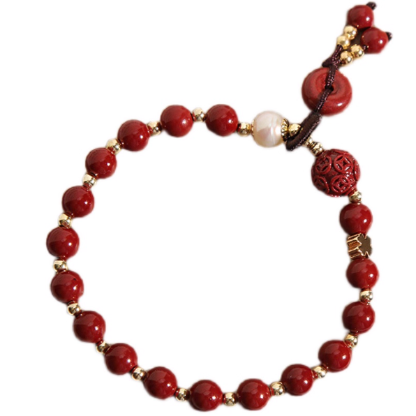 Fiery Guardian – Natural Cinnabar Peace Knot Bracelet