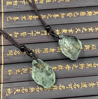 Verdant Insight — Raw Green Crystal Talisman Pendant