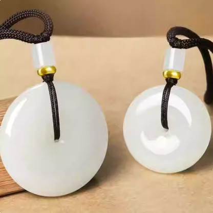 Circle of Calm — Hetian White Jade Peace Ring Pendant