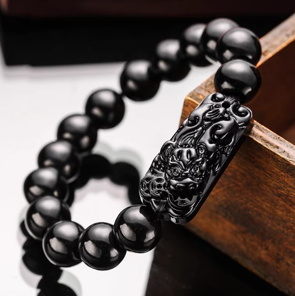 Obsidian Pixiu Bracelet – Talisman of Wealth, Power & Protection