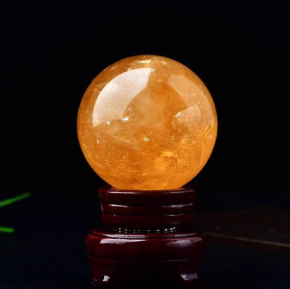Golden Citrine Crystal Sphere – Daoist Orb of Earth Energy & Abundance