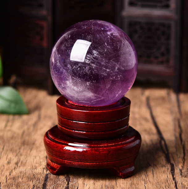 【Amethyst Flame】Natural Purple Crystal Sphere – Ignite Passion & Wisdom · Fire Element Radiance