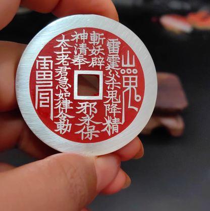 “Coin of the Mountain Spirit” — 999 Silver Bagua Talisman Necklace