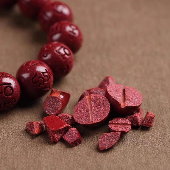 Men's Cinnabar Mantra Bracelet: The Fire of Faith and Protection