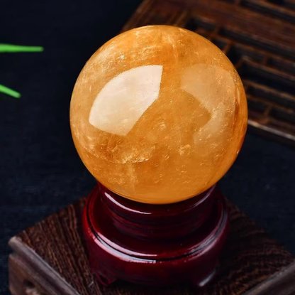 Golden Citrine Crystal Sphere – Daoist Orb of Earth Energy & Abundance