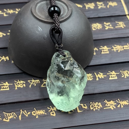 Verdant Insight — Raw Green Crystal Talisman Pendant