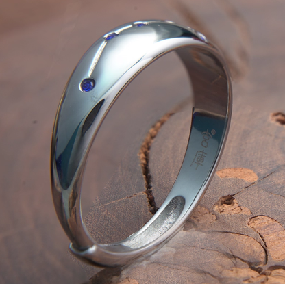 Big Dipper Mystic Ring — Adjustable Taoist Titanium Steel Ring with Blue Kyanite Inlay