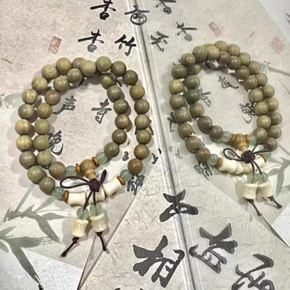 Verdant Calm Whispering Grove Mala — Natural Green Sandalwood BraceletGreen Sandalwood Bracelet