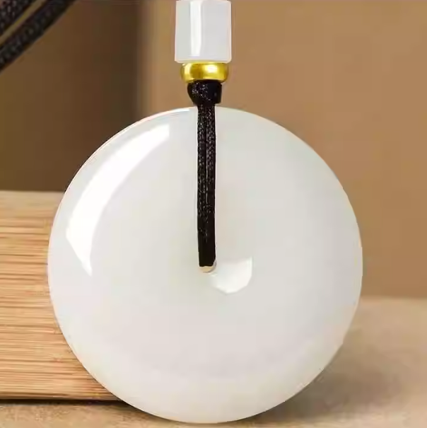 Circle of Calm — Hetian White Jade Peace Ring Pendant