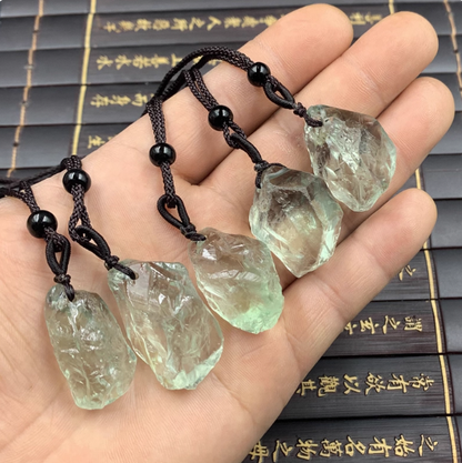 Verdant Insight — Raw Green Crystal Talisman Pendant