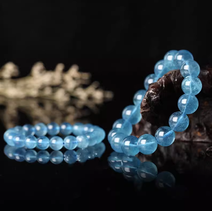 Natural Blue Crystal Bracelet – Ocean Heart Energy Beads for Balance, Health & Fortune