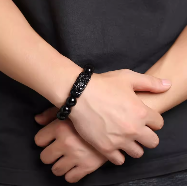 Obsidian Pixiu Bracelet – Talisman of Wealth, Power & Protection
