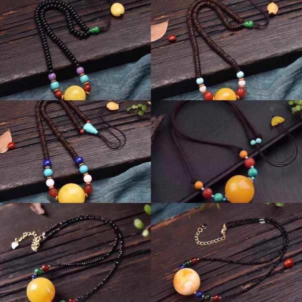 Talisman of the Five Phases – Golden Beeswax Amber Necklace of Earth Balance