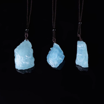 Natural Aquamarine Raw Stone Pendant – Ocean Energy & Water Element Balance
