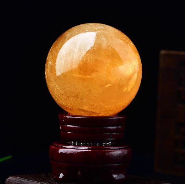 Golden Citrine Crystal Sphere – Daoist Orb of Earth Energy & Abundance