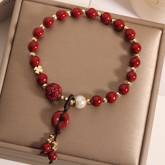 Fiery Guardian – Natural Cinnabar Peace Knot Bracelet