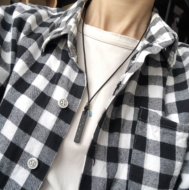 Beidou Seven Stars Necklace – Obsidian & Aquamarine Cosmic Pendant