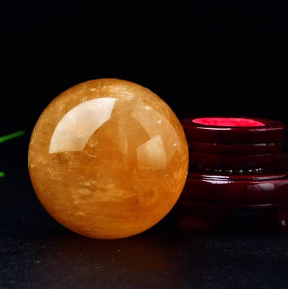 Golden Citrine Crystal Sphere – Daoist Orb of Earth Energy & Abundance
