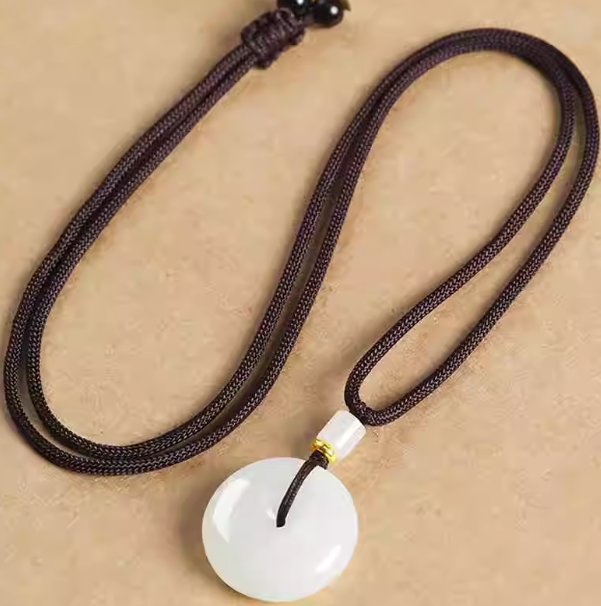 Circle of Calm — Hetian White Jade Peace Ring Pendant