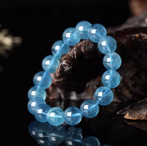 Natural Blue Crystal Bracelet – Ocean Heart Energy Beads for Balance, Health & Fortune