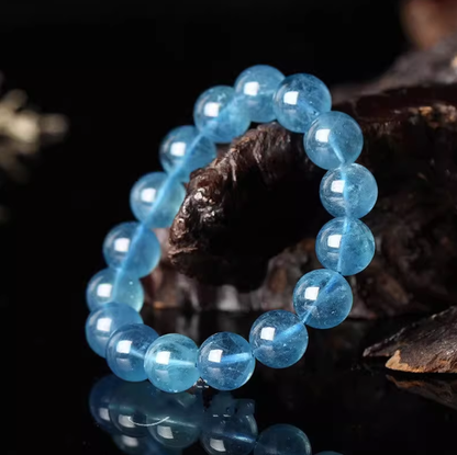 Natural Blue Crystal Bracelet – Ocean Heart Energy Beads for Balance, Health & Fortune