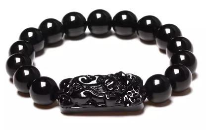 Obsidian Pixiu Bracelet – Talisman of Wealth, Power & Protection