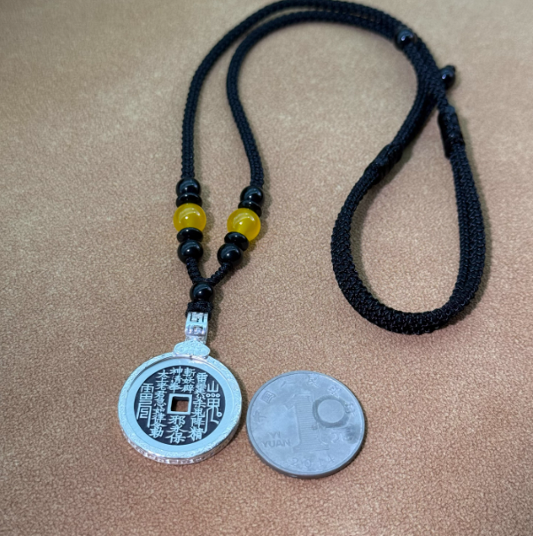 “Coin of the Mountain Spirit” — 999 Silver Bagua Talisman Necklace