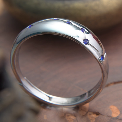 Big Dipper Mystic Ring — Adjustable Taoist Titanium Steel Ring with Blue Kyanite Inlay