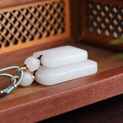 Golden Silk Jade Peace Amulet Pendant