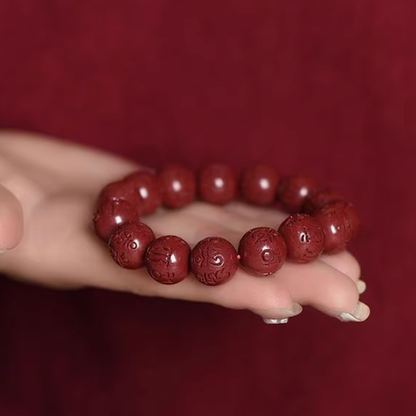 Men's Cinnabar Mantra Bracelet: The Fire of Faith and Protection