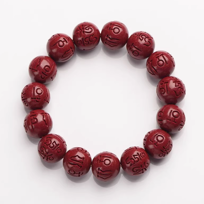 Men's Cinnabar Mantra Bracelet: The Fire of Faith and Protection