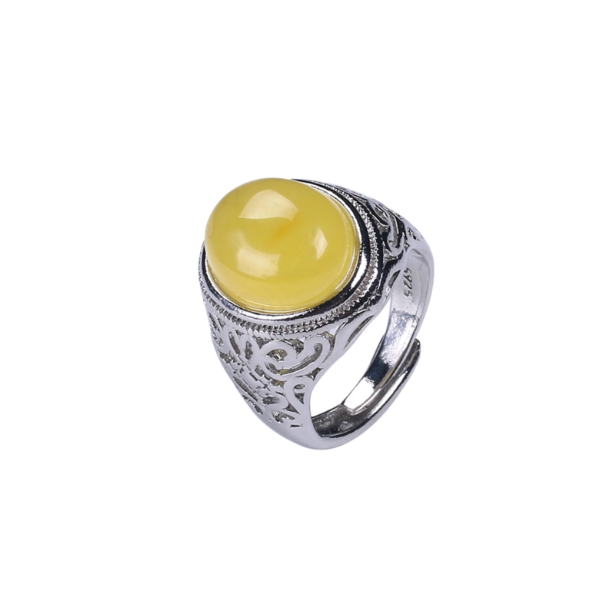 Golden Earth Ring – Adjustable Beeswax Amber Statement Ring