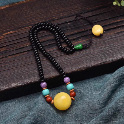 Talisman of the Five Phases – Golden Beeswax Amber Necklace of Earth Balance