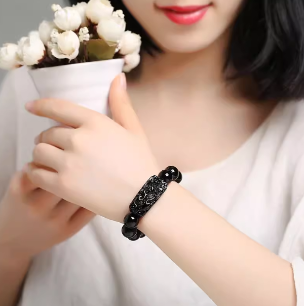 Obsidian Pixiu Bracelet – Talisman of Wealth, Power & Protection